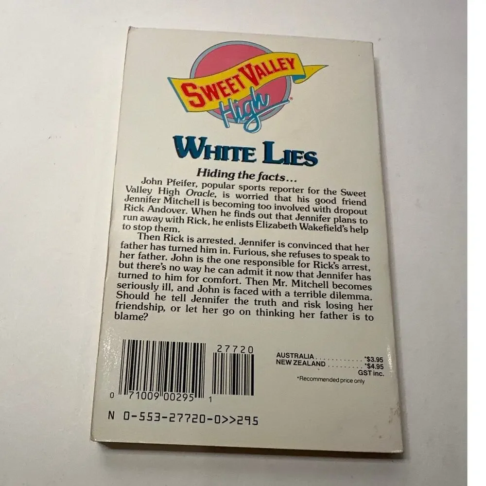 Sweet Valley High 1ST Edition First Print Book #52 White Lies Vintage 1980's